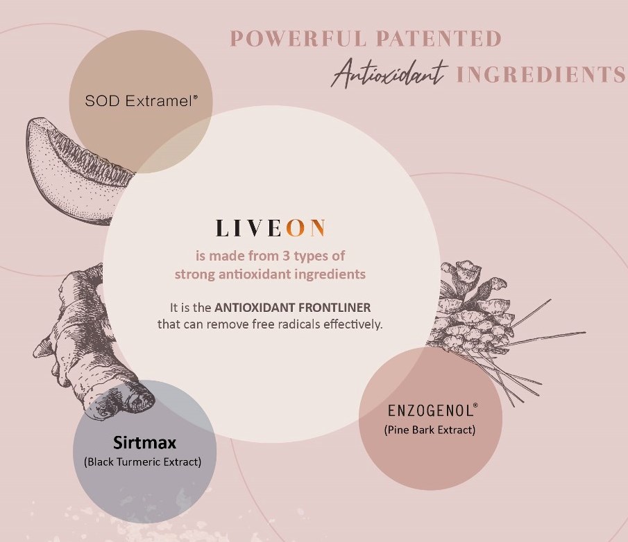 LIVEON- SOD extramel Enzogenol Sirtmax