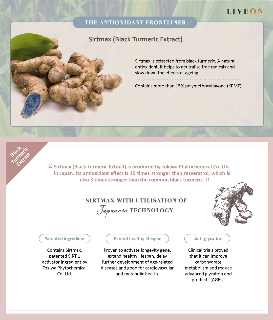 LIVEON- Sirtmas (black turmeric extract) the anitoxidant frontliner  